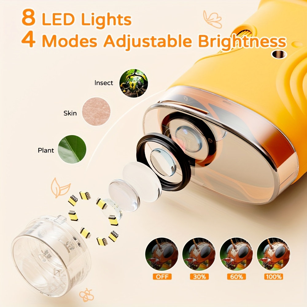  usb显微镜，便携式迷你儿童显微镜，1080p 高清屏幕，1000倍手持式数码显微镜，兼容 pc，科学教育趣味玩具，开学季、生日、圣诞礼物 商品详情 5