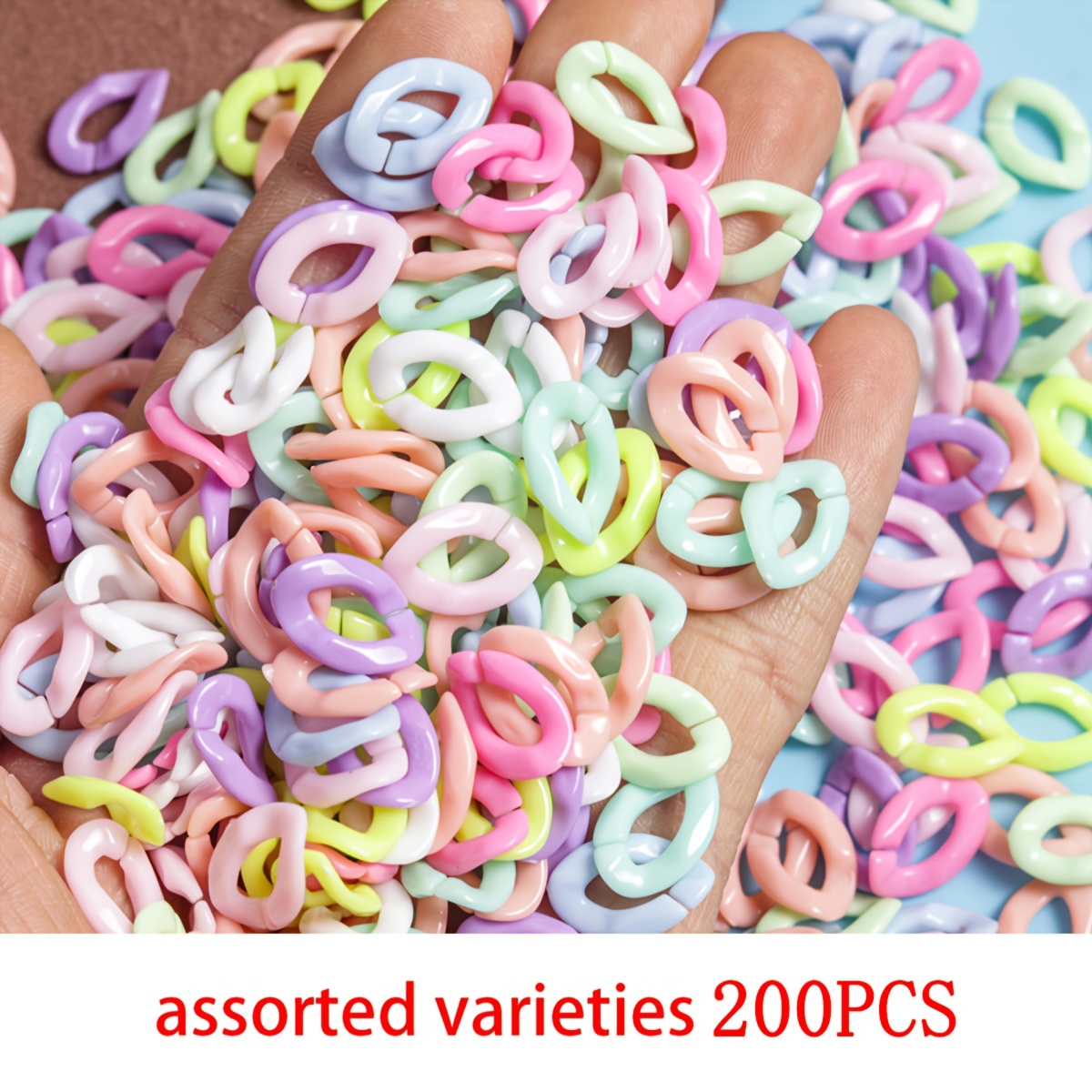 Acrylic Link Rings, 200pcs Random Assorted Varieties 8 Colors Oval Quick Link Connector Open Link Color Diy Wallet Link Ring Glasses Jeans Pocket Chain Lanyard Trouser Chain Mobile Phone Straps