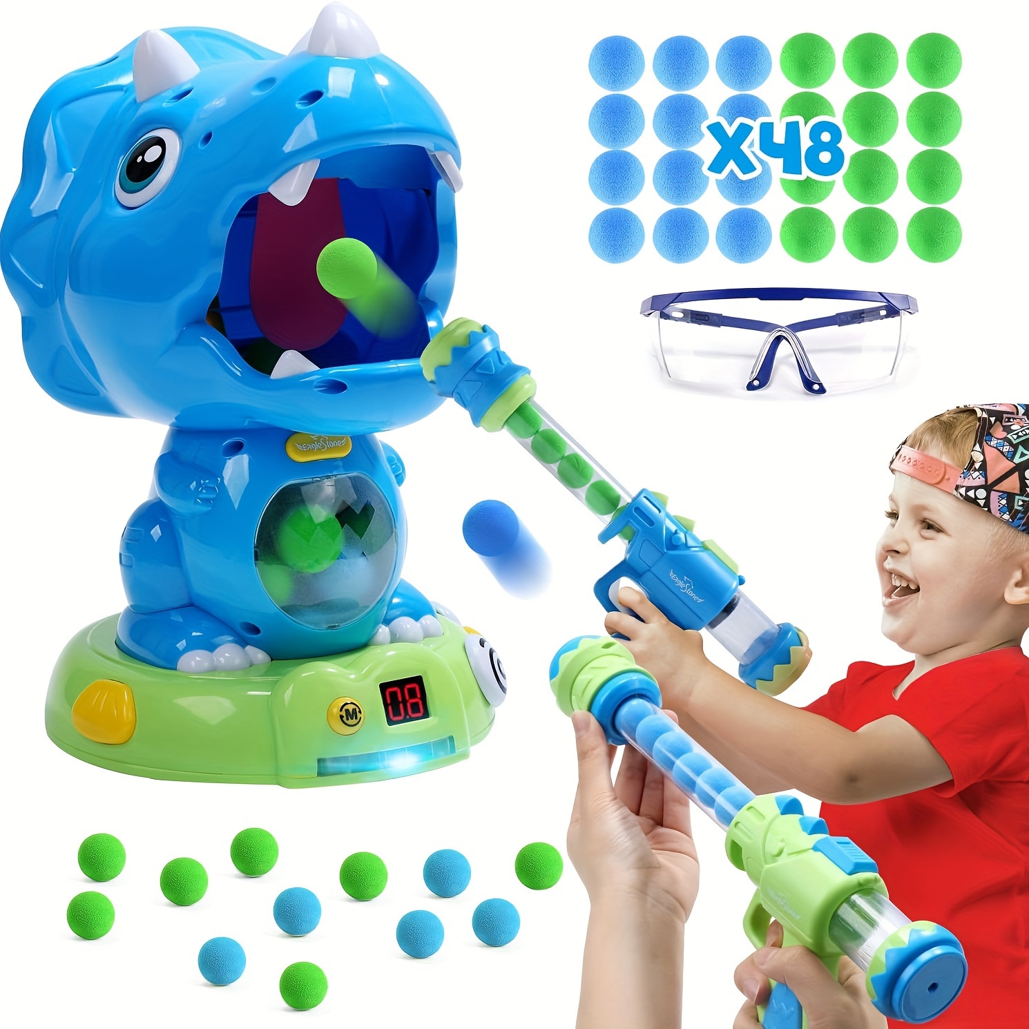 

Eaglestone Moveable Dinosaur Shooting Toys Action, Kids Shooting Games With Lcd Record&led, Enhancing Hand-eye Coordination Toys For Boys And Girls