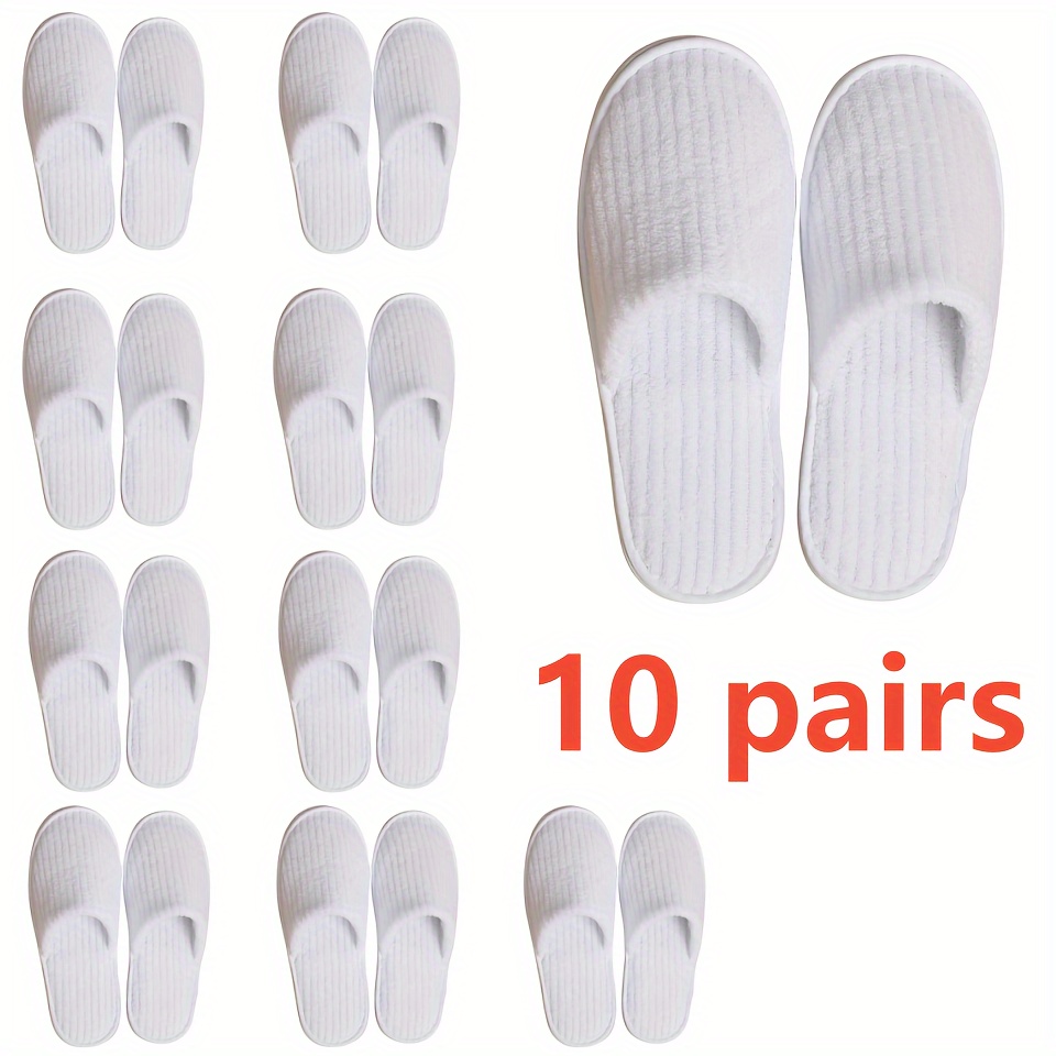 

A Pack Of 10 Pairs Of One-size Disposable Slippers, 100% For , Skin-friendliness, And , Essential For Daily Home Use, Travel, And Hotels.