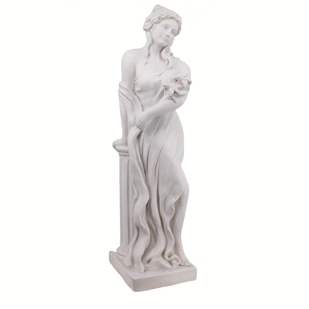 TEMU 1pc Large 51-inch Greek/roman Nymph Statue - Magnesium Oxide Goddess Of Spring Flowers, Freestanding Outdoor Sculpture Suitable For Patio, Lawn,