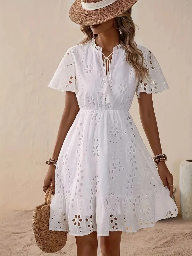 plus size v neck eyelet embroidered dress hem - Temu Germany plus size v neck eyelet embroidered dress hem - Temu Germany
