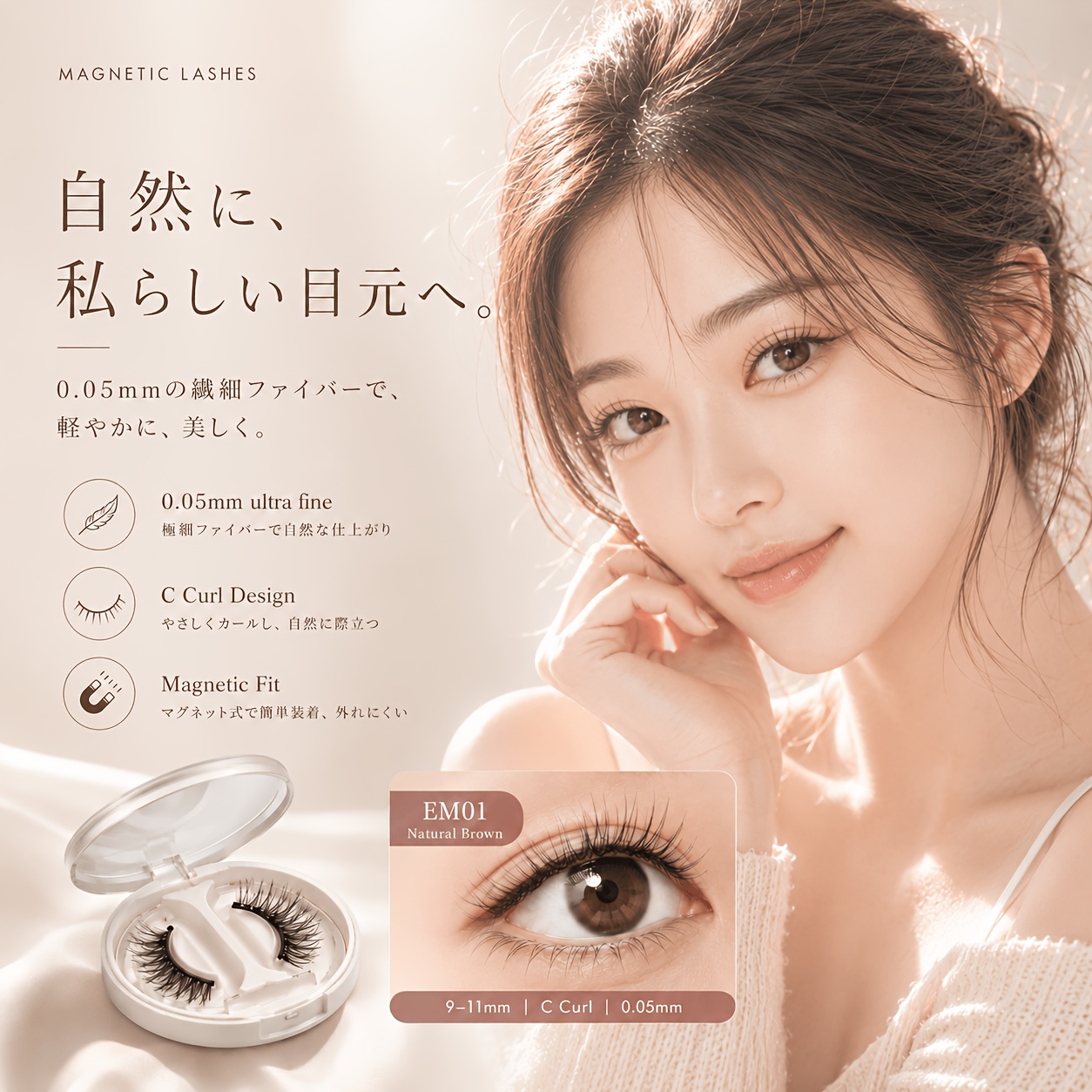 TEMU 【マグネット式】つけまつげ グルー不要 初心者向け 自然でリアルな繰り返し使える 使いづらい人に必須 ポータブル 小悪魔スタイル