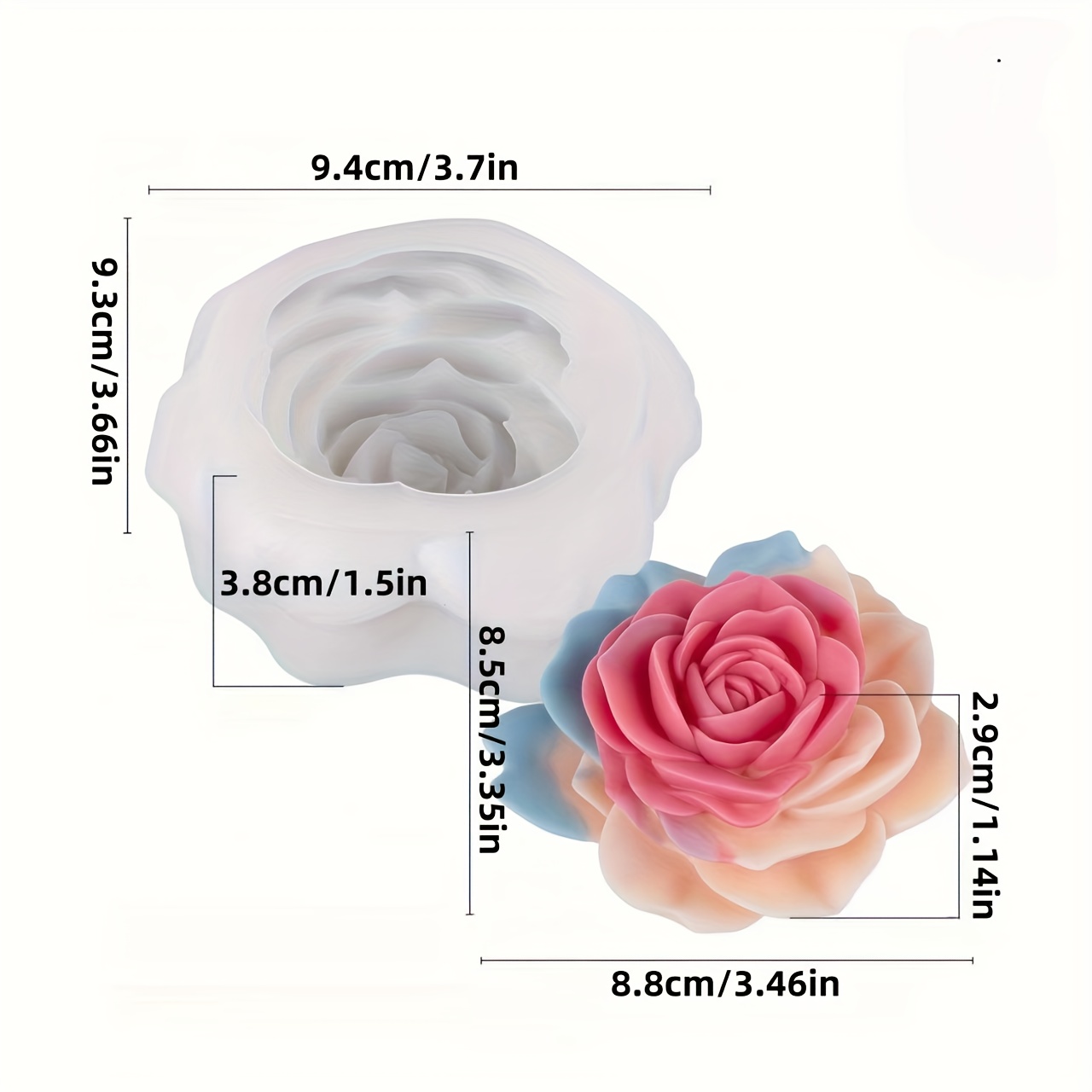 3d Large Rose Silicone Mold, Ideal For Resin Crafts, Candle And Soap Making - Product Core Is Silicone Mold, Perfect For Jewelry And Home Decor