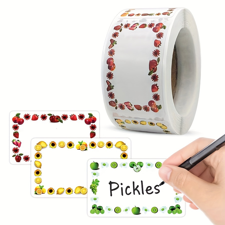 

Self-adhesive Kitchen Label Stickers 250 Pcs, Checkered Frame Matte Paper Stickers With Glitter, Plant Theme Labels For Jars & Containers, Single Use, Oblong Shape - Mixed Color