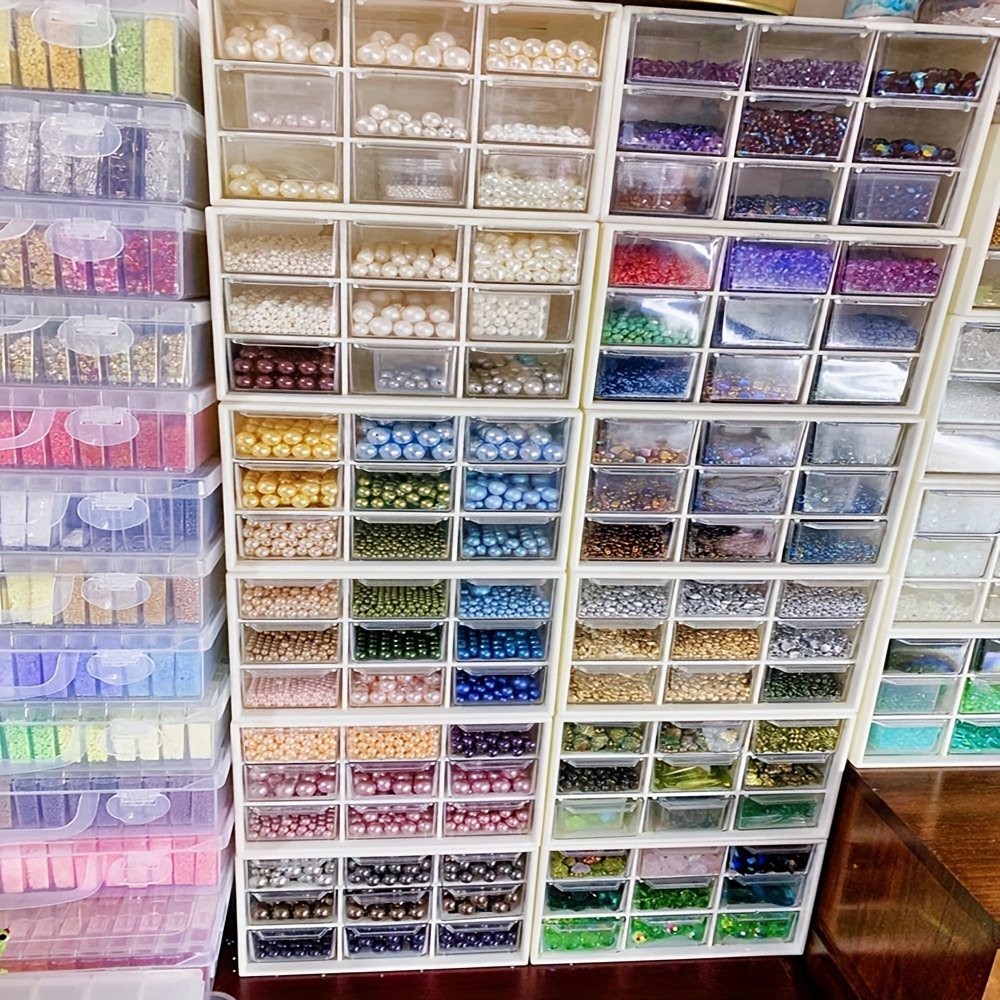 1 Pc 9-drawer Clear Plastic Beads Storage Organizer Box, 9.91x4