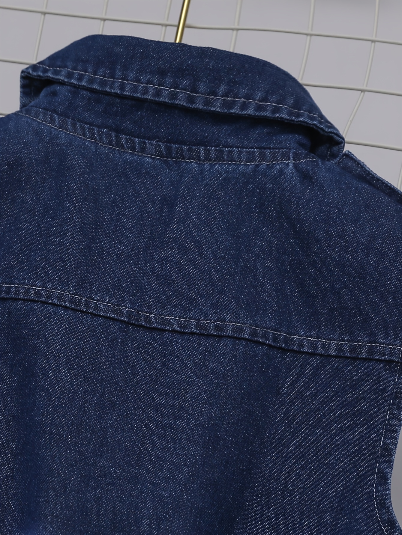 Girls' Fashion Solid Color Regular Turn- Collar Button Denim Sleeveless Belted Loose Jumpsuit Ankle-Length Denim Jumpsuit Summer Casual Girls' Jumpsuit, for Outdoor