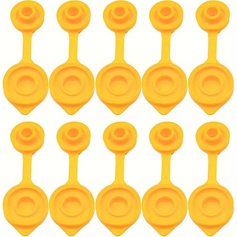 TEMU 10-pack Yellow Gas Can Vent Caps, Universal Small Flexible Pour Nozzle Gasket Stopper, Compatible With Most Cans, Old Gas Jug Replacement Parts, Plastic Material, Car Parts Category