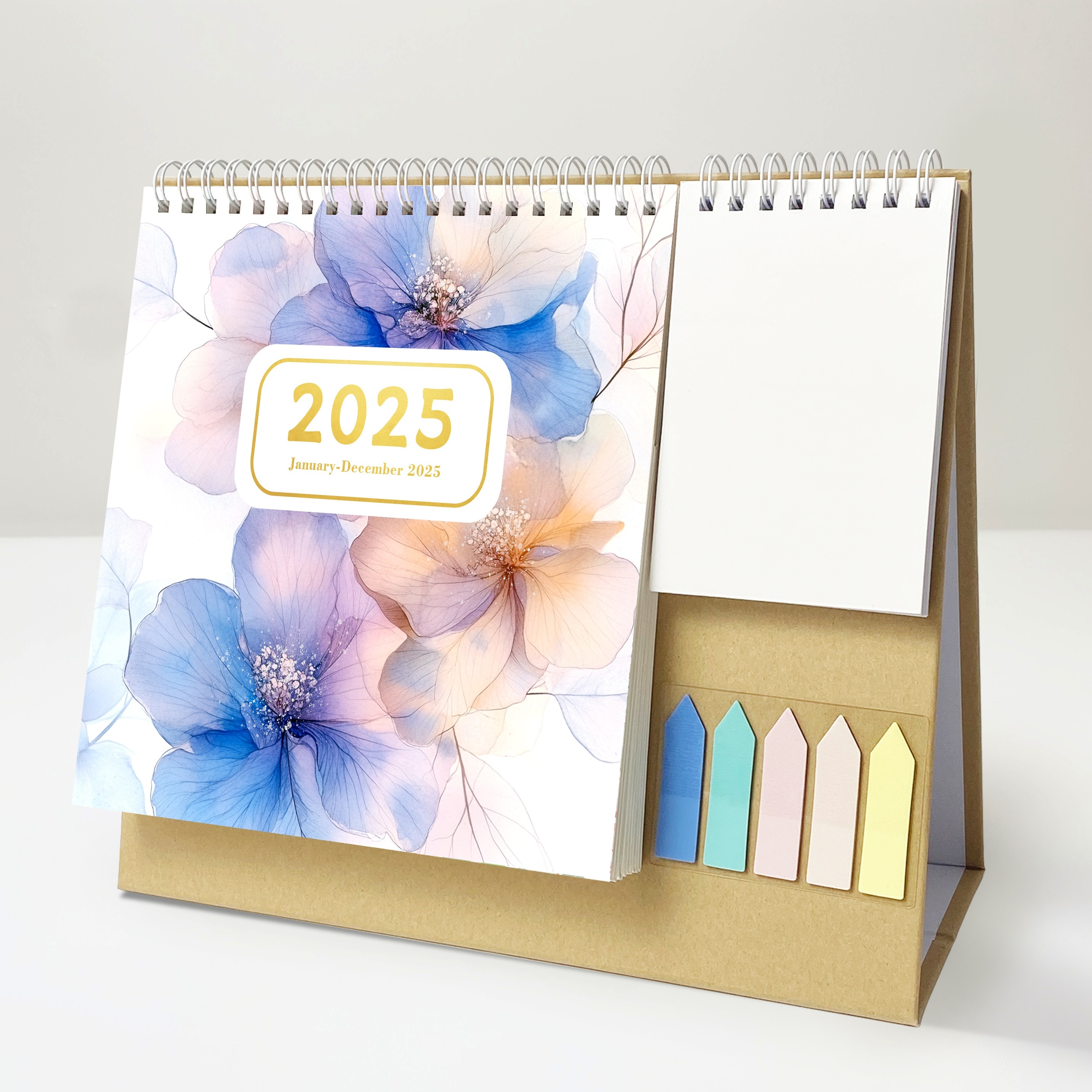 

Bamda 2025 Monthly Desk Calendar With Pocket And Tabs, English Language, Paper Material, Calendar Year View For Office And Home