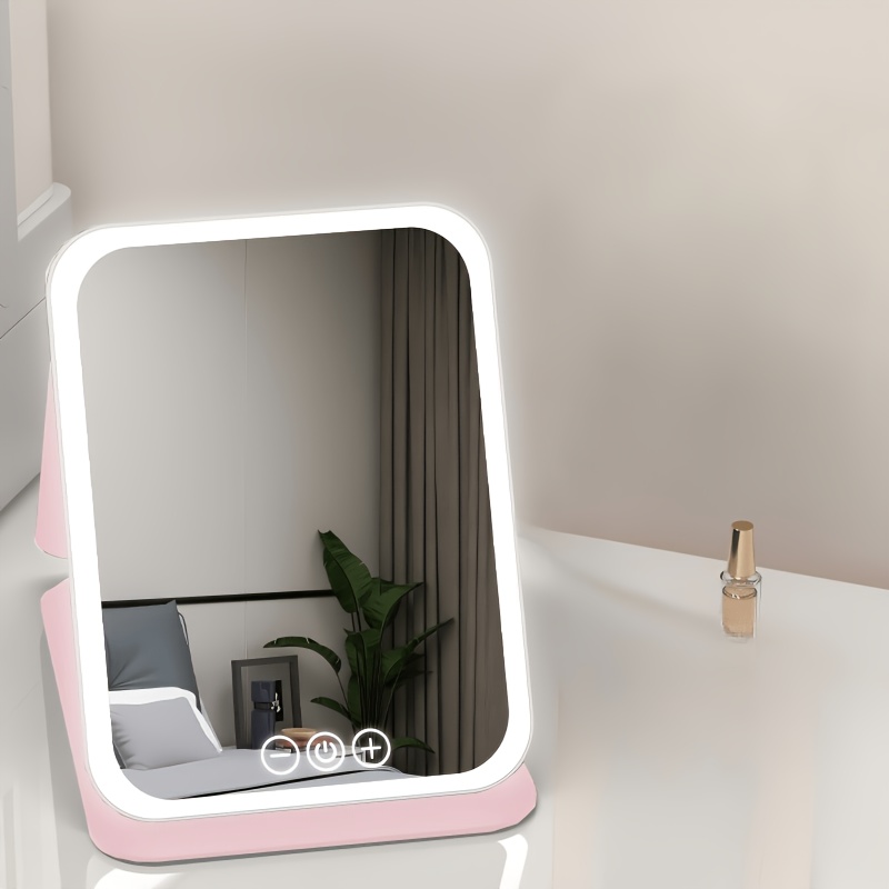 TEMU Personal Makeup Mirror, Lightweight And Foldable Makeup Mirror With Touch Control, Suitable For Women's Fine Makeup And Skincare Use As A