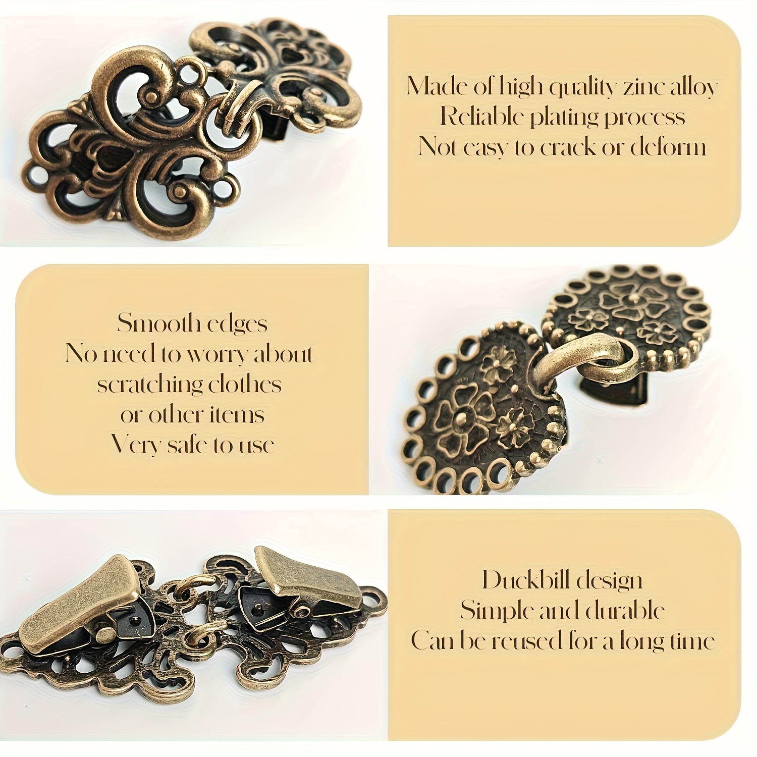 4pcs Vintage Zinc Alloy Sweater Clips Set
