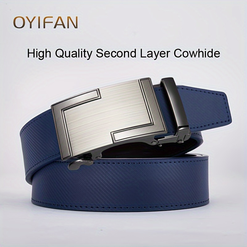 Oyifan Men's Belt Cowhide with Automatic Alloy Buckle for Daily Wear