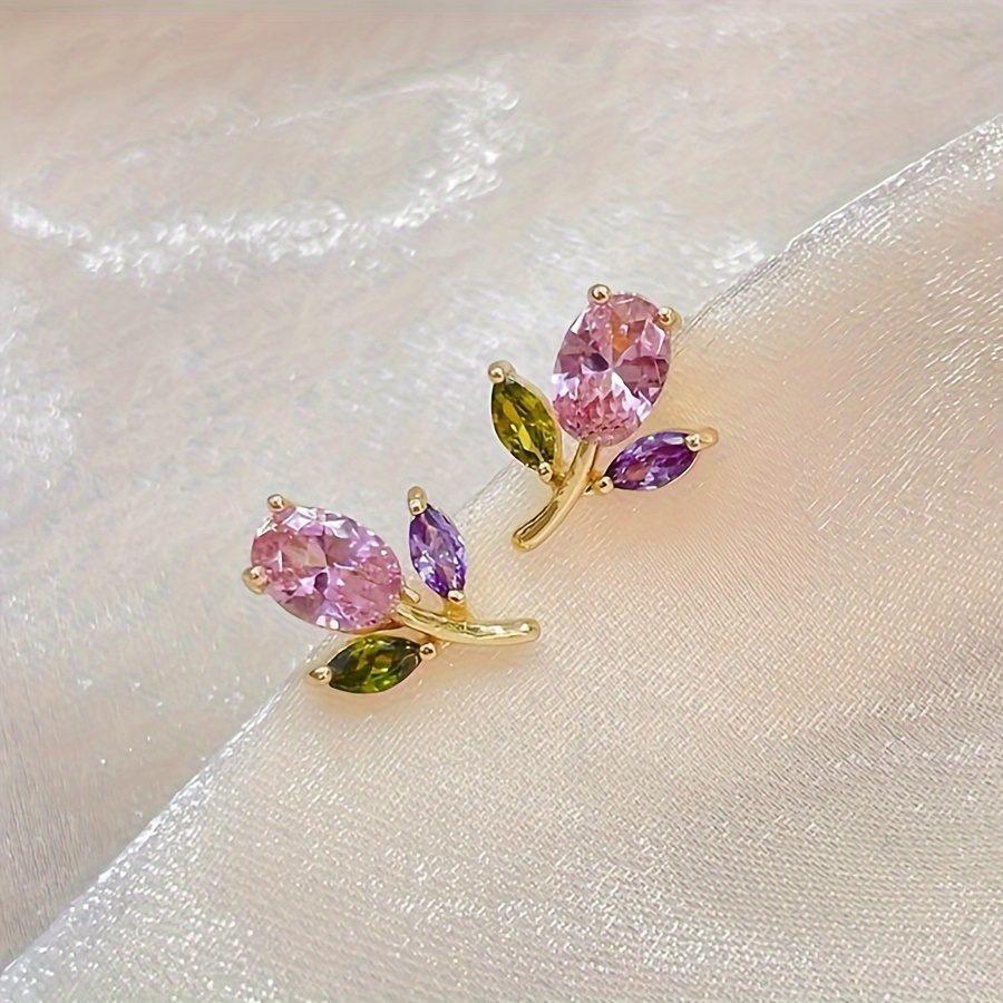 

2pcs Colorful Earrings Versatile Gem Earrings New Middle Spring And Summer Earrings For Earrings For Women