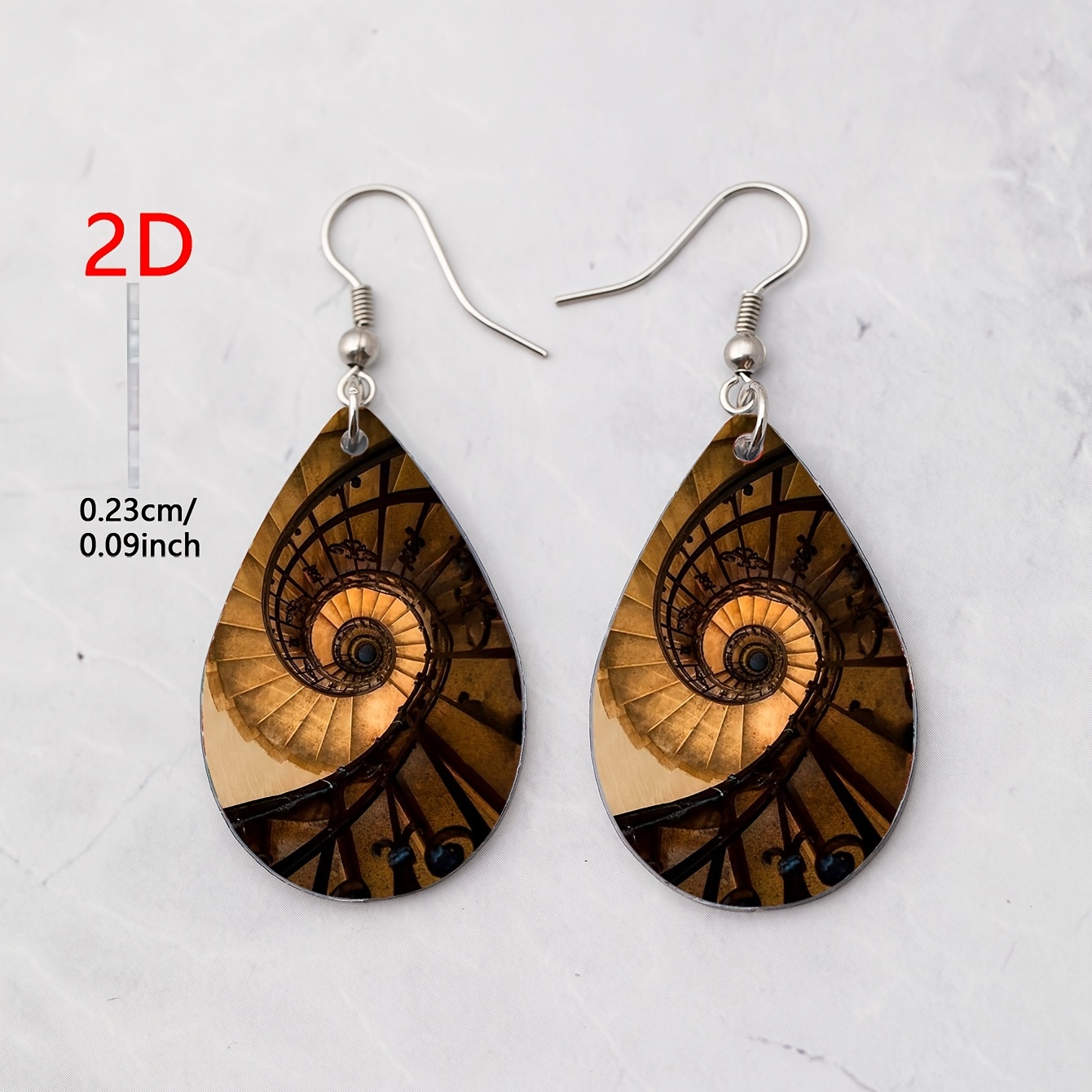 Women's Retro Spiral Staircase Acrylic Water Drop Pendant Earrings