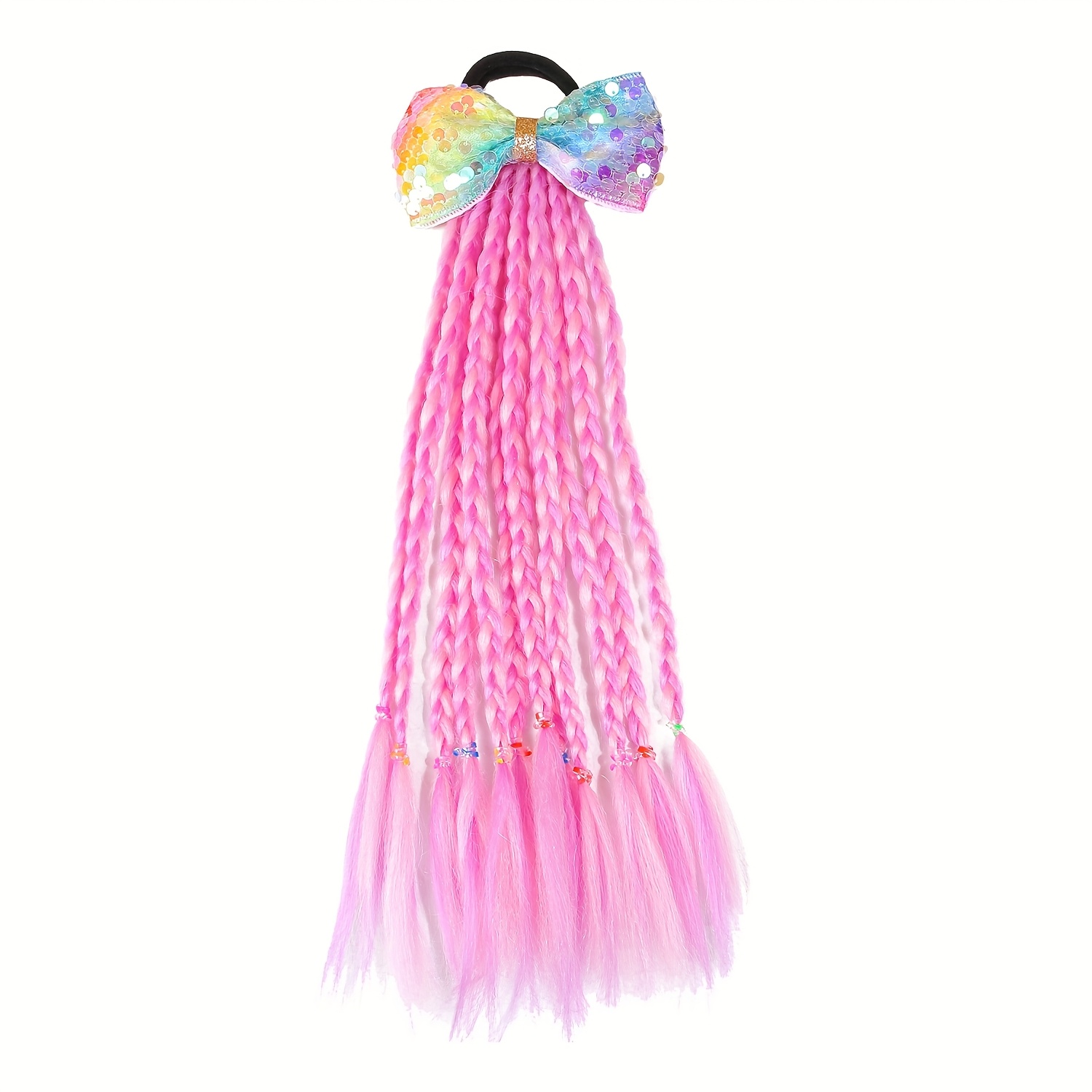 Image of 1pc 12 Strands Large Sequin Bow Wig Hair Tie Suitable For To Wear Fresh And Sweet Ponytail Hair Rope Suitable For Vacation Party Travel Use