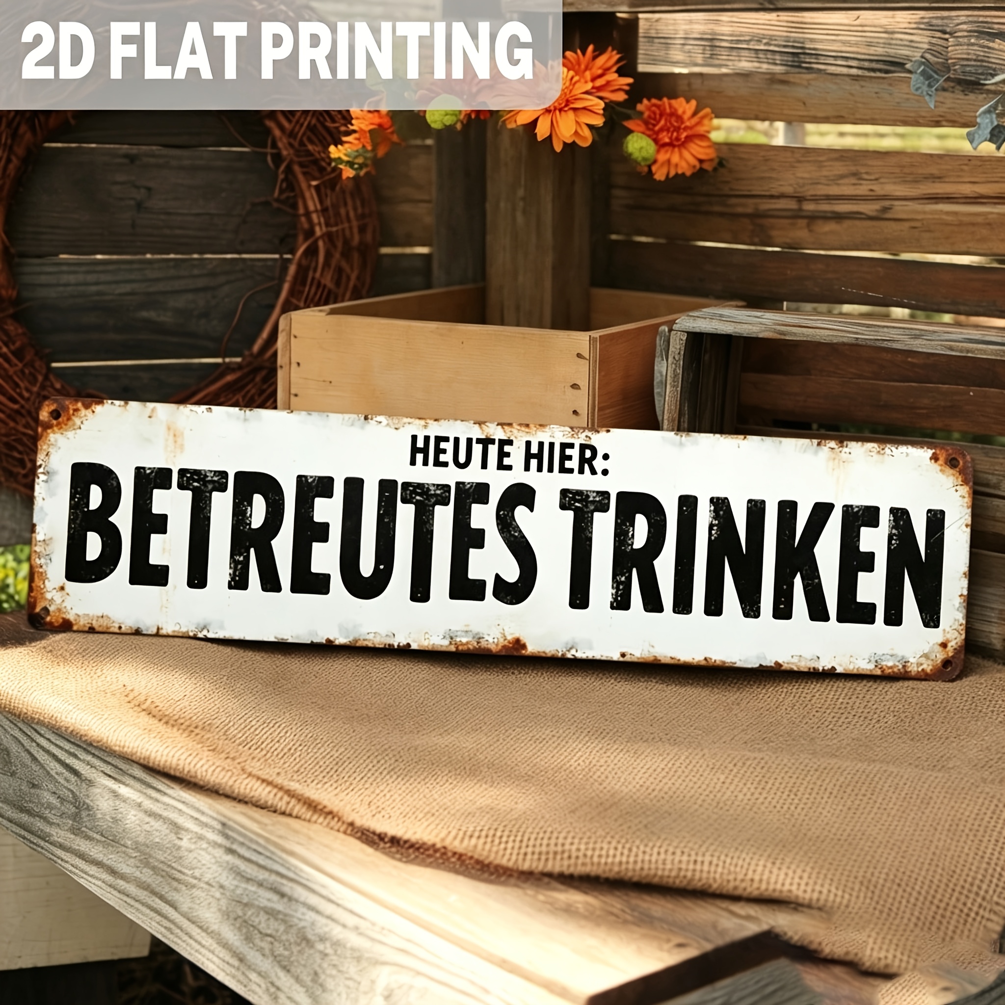 TEMU 2d Flat, 1pc, German, Rustic, "supervised Drinking " Metal Sign, Vintage Industrial Theme, Wall Hanging, Farmhouse, Bar, Pub, Kitchen, Living