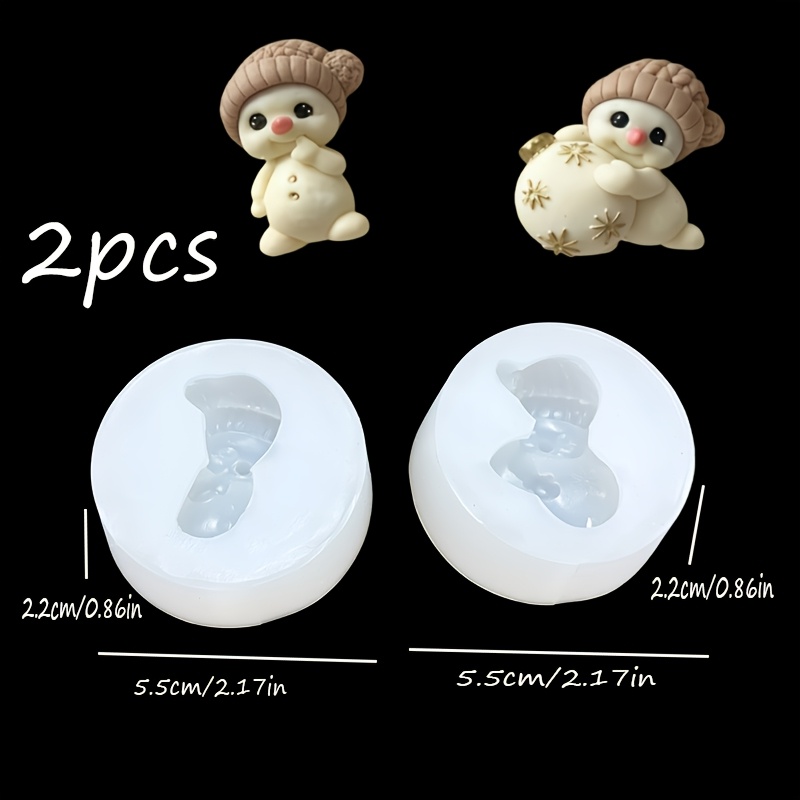 TEMU 2pcs Knitted Hat Snowman Silicone Mold Set, Semi-3d Cute Christmas Snowman, High- Soft Silicone Material, Strong Flexibility, For Easy Demolding