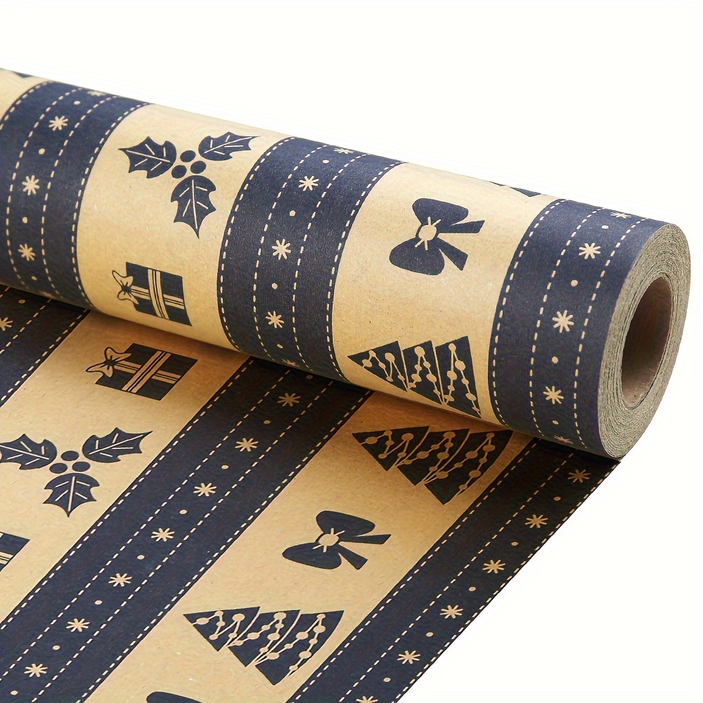 

Christmas Gift Wrap Paper, 10m Roll - Cartoon Snowflake & Reindeer Design For Holiday Presents And Stationery