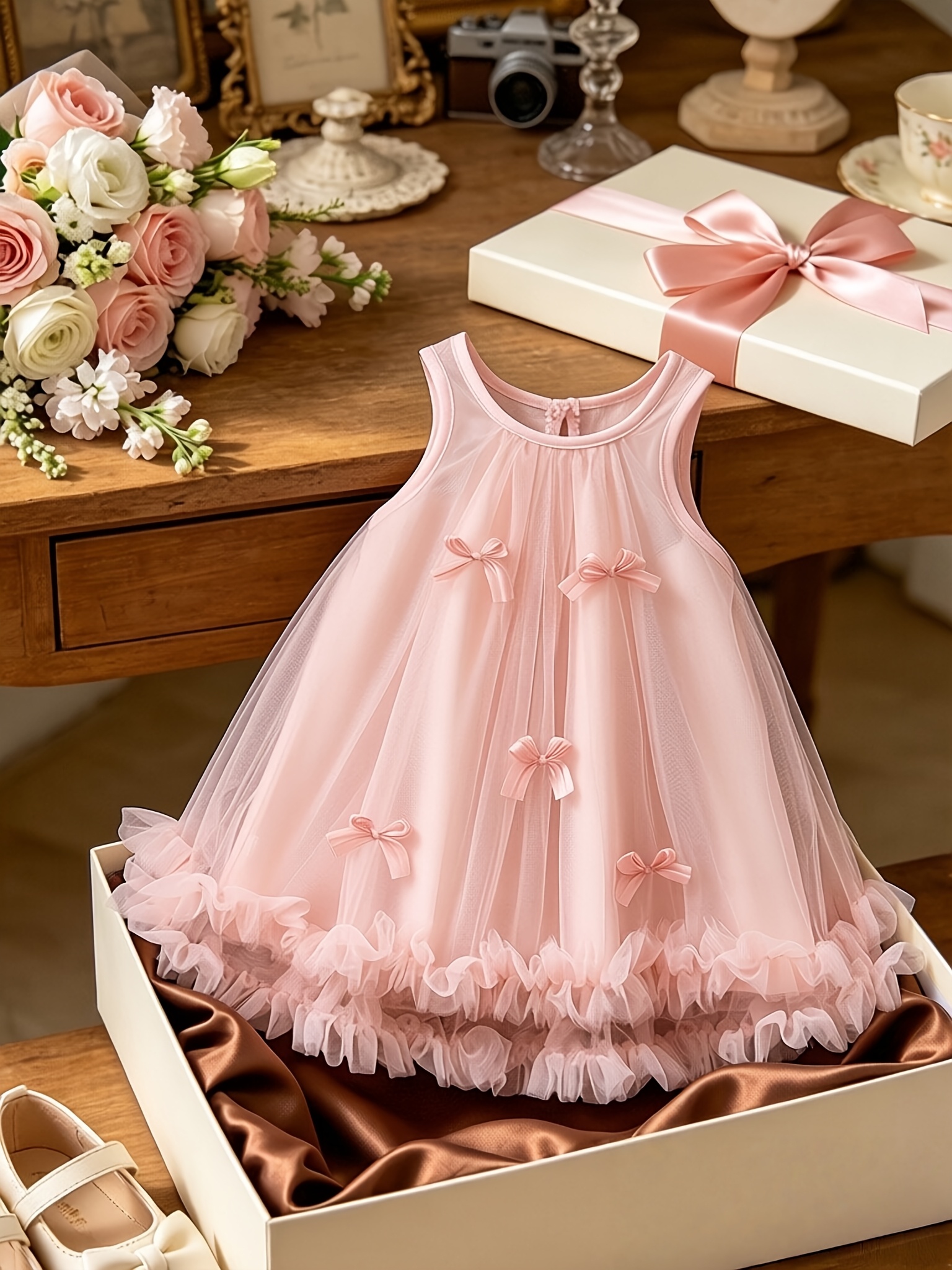 open lace back dress Aini Babe Baby Girl Clothes Birthday Party Dresses for 1 Year Old Infa main image 1