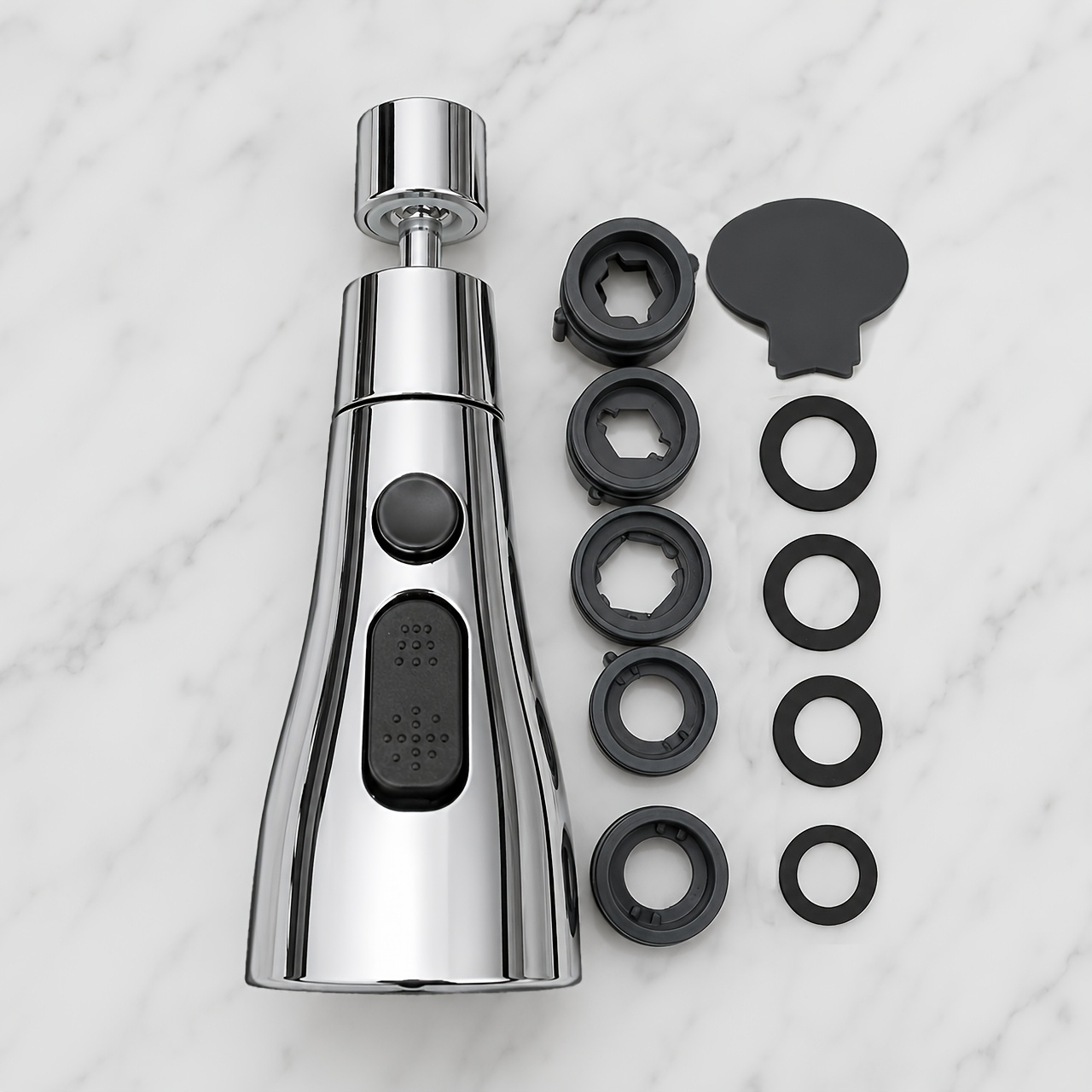 Pull Down Spray Head For Kitchen Faucet, 360 Degree Rotary, 3 Function Kitchen Sink Spray Nozzle, Faucet Head Replacement, Includes 20-24mm Diameter Mount Adapters, Water , Sink Accessories