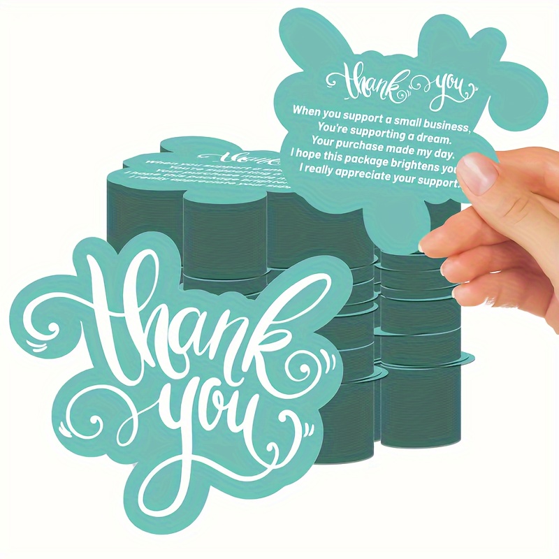 

50pcs, Unique Thank You Card Small Business, Green Thank You Card Double-sided Printed Pack Insert Instructions For Small Business Owner Store Online Retailer