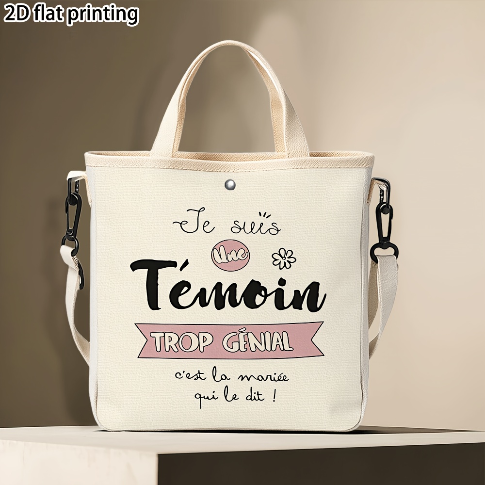 TEMU 1 sac à main, sac fourre-tout motif témoins de mariage français pour femmes, idéal pour les , les courses quotidiennes et le shopping