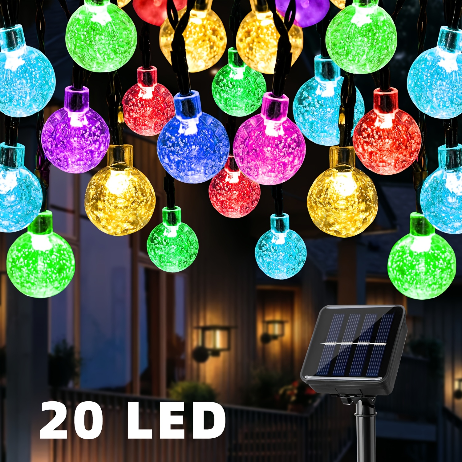 TEMU 20led, Solar Outdoor Bubble Ball String Light, Lighting , Ip65 - Very Suitable For Courtyards, Gardens, , | Very Suitable For Camping, Tents,