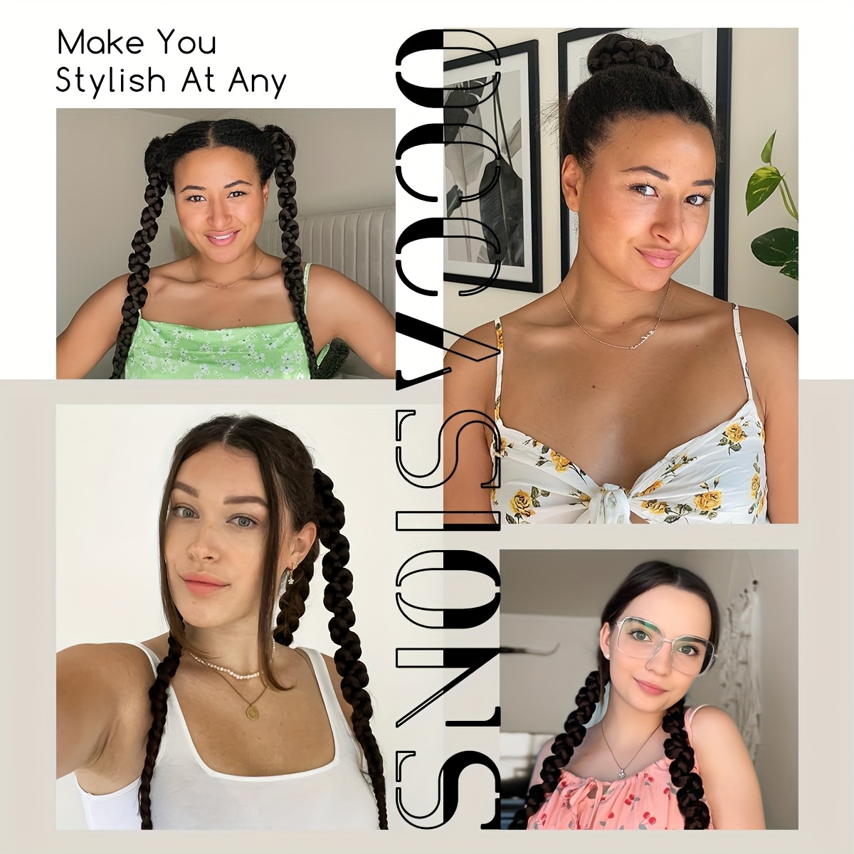 2pcs y2k style 26 inch heat resistant synthetic ponytail extensions for women girls with thin hair japanese korean inspired braid hair extensions for volume length hair accessories details 0