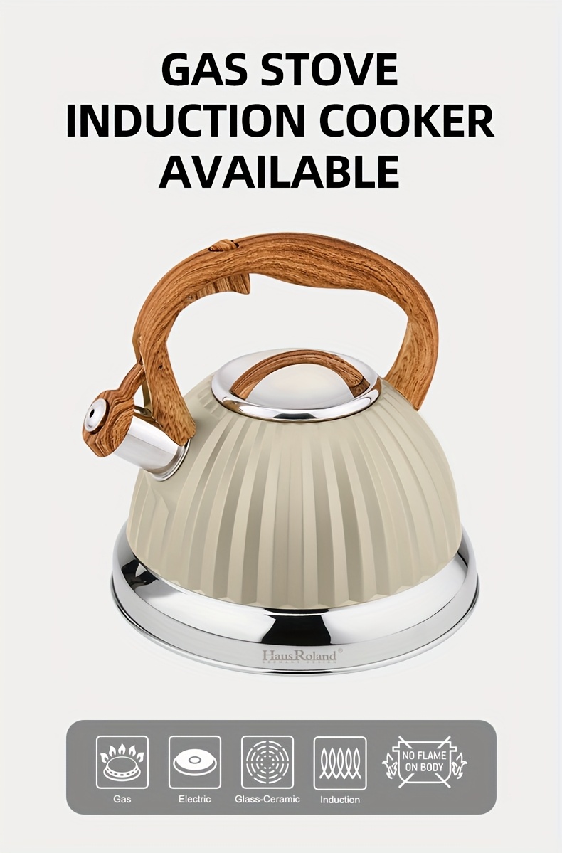 3l stainless steel   kettle with wood grain handle fast boiling easy clean for gas induction stoves   lightweight for home and outdoor use details 1