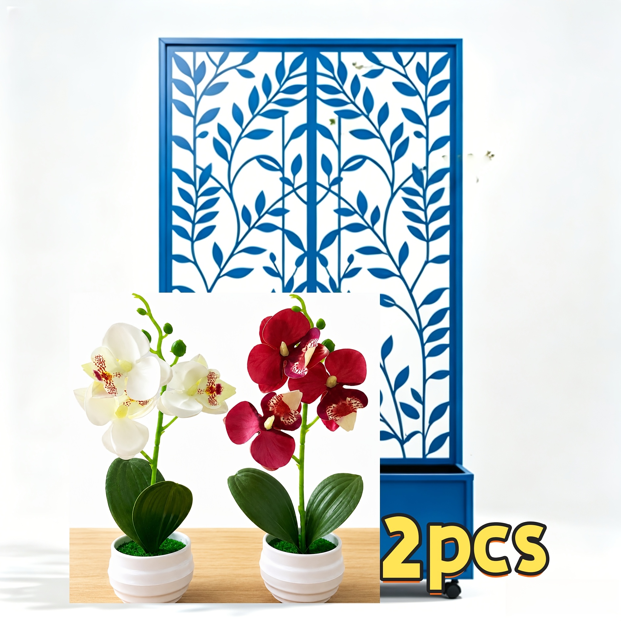 TEMU 2pcs Realistic Artificial High-quality Mixed Color Phalaenopsis Orchids (with Pots), Beautiful Orchid Flowers, Room Decor, Indoor/outdoor Home