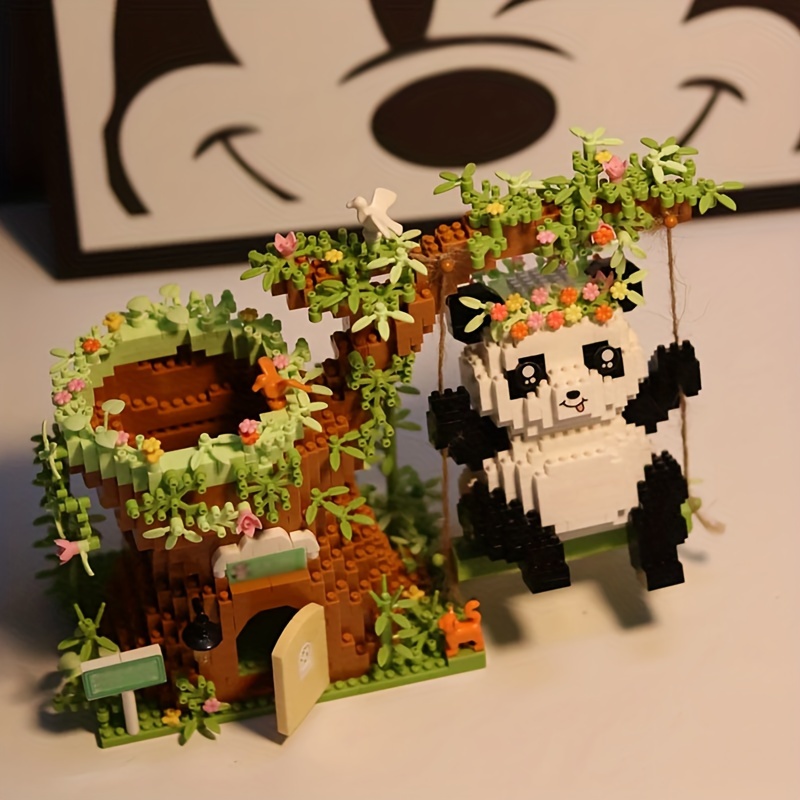 

Cute Panda Building Blocks, Swing Pen Holder Small Building Blocks Assembly Toy, Gift