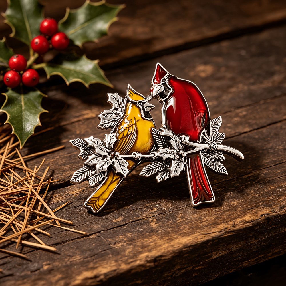 TEMU Vintage And Duck Brooch, Distressed Couple , Enamel Bright And Full, Alloy Texture. Unisex Versatile Accessory, Suitable As A Creative Gift For