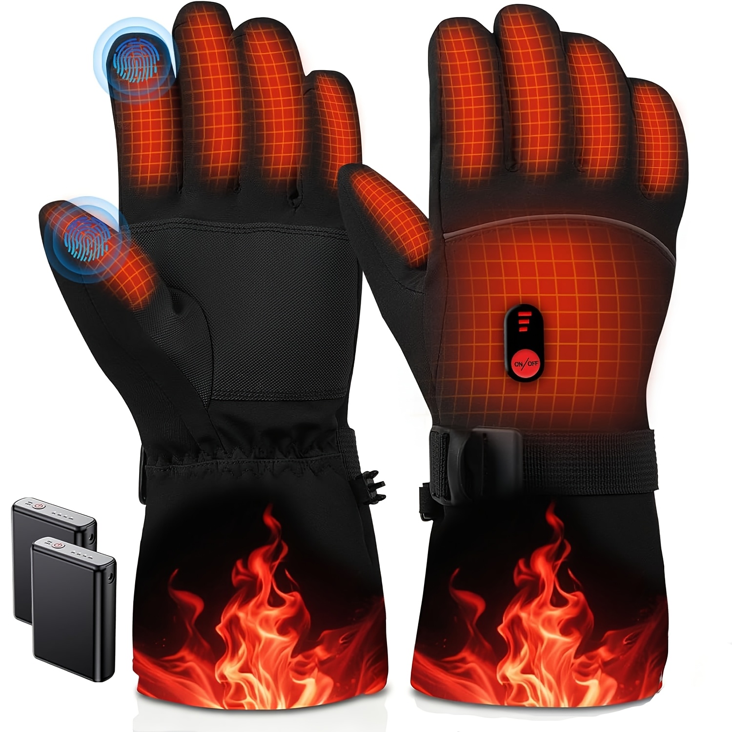 TEMU 2026 New Heated Gloves With 2 X 5000mah Battery, Fast Heating Technology, , 3-temperature Settings And Pull-on Closure Suitable For Ice Fishing,