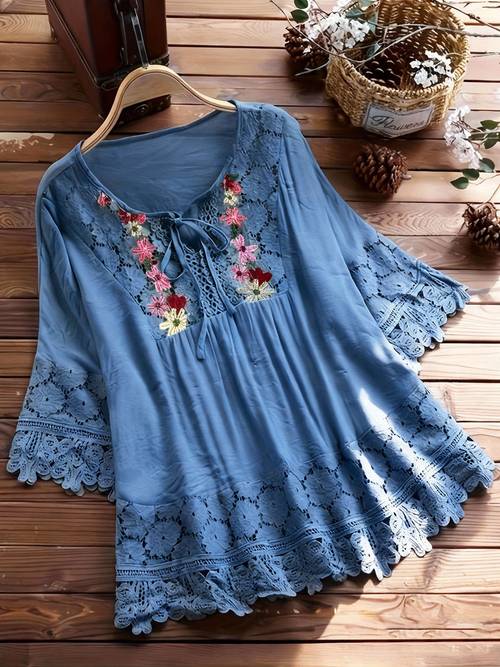 spring summer lace long sleeve womens blouse