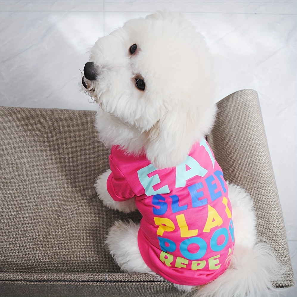 Colorful Print Polyester Dog T-Shirt for Small Breeds Spring, Summer  Fall
