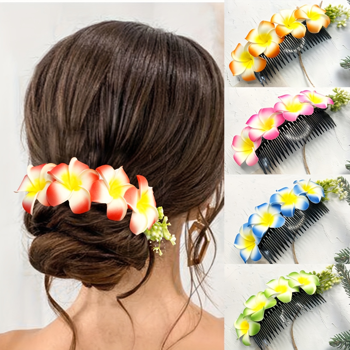 handmade dai ethnic style floral foam hair comb - Temu