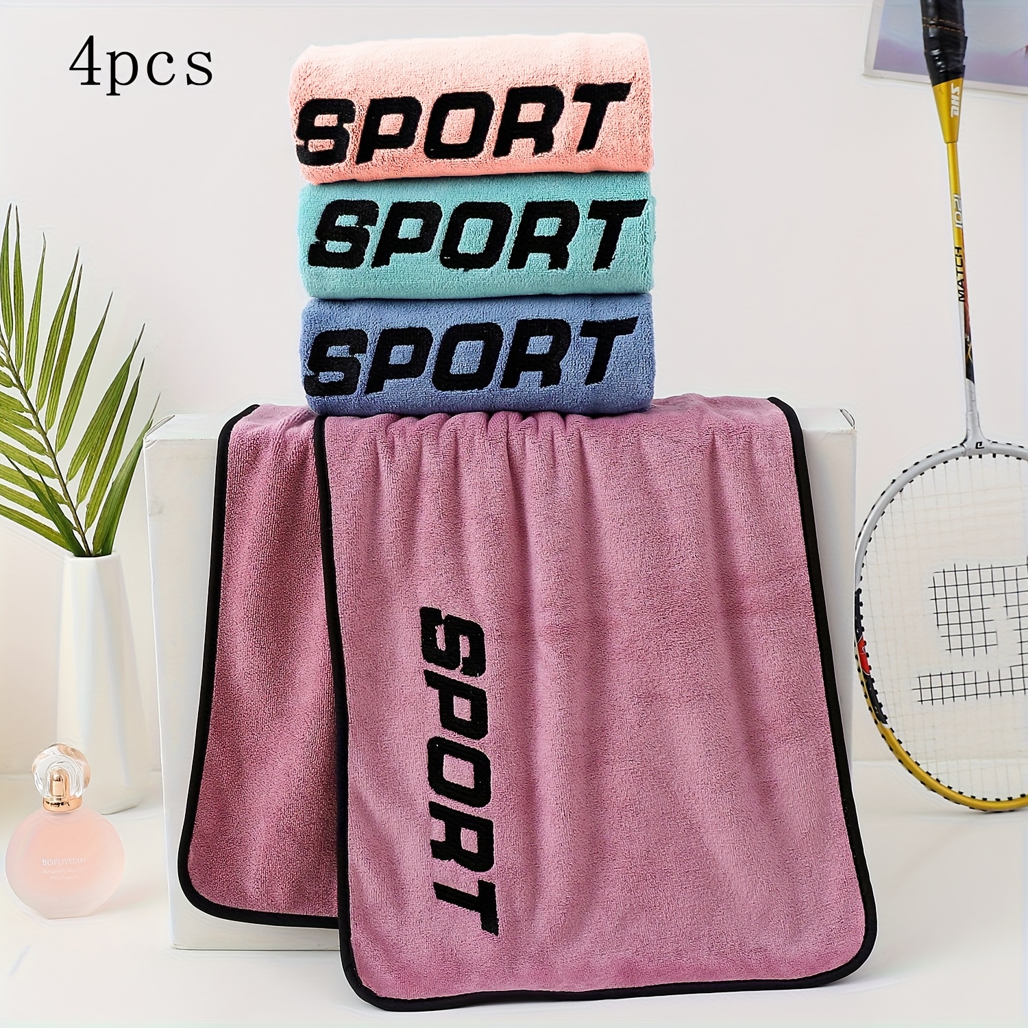 E-shop Schnelltrocknendes Sporttuch, Handtuch, Fingerspitzenhandtuch, Mikrofaserstoff, 43 x 12 Zoll rechteckige Form, modernes Stickmuster, Badezimmer,