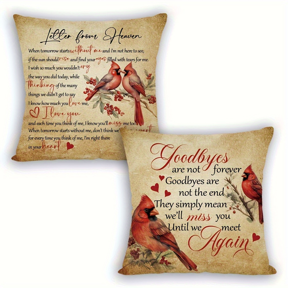 

Vintage Bird Themed Throw Pillow Covers With '' Quotes, Machine Washable Polyester Zippered Cases For Room Decor - Set Of 1/2 Pieces