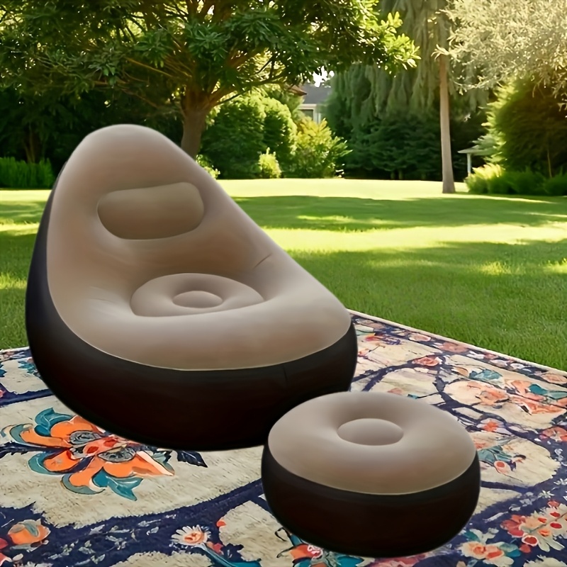 portable inflatable lazy sofa with footrests a comfortable seating chair with multiple functions suitable for single person dormitories   outdoor camping and offices