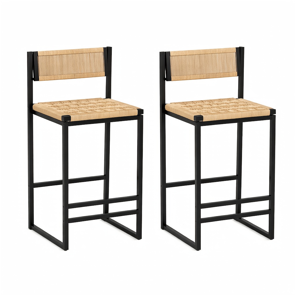 Set Of 2 Modern Oriental Style Bar Stools, Velvet Upholstered Counter Height Chairs with Backrest & Footrest, Golden Metal Frame Kitchen Island Dining Stools, Multi-Color & Multi-Finish New Asian Aesthetic