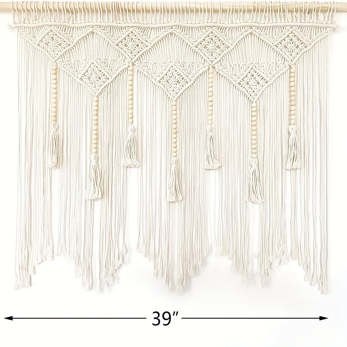 A Large Tassel Wall Hanging Tapestry, Suitable For Bedroom Tassel Curtains, Bohemian Style Wall Decor, Wall Art Tapestry, Tassel Woven Wall Background Measuring 43 Inches By 39 Inches