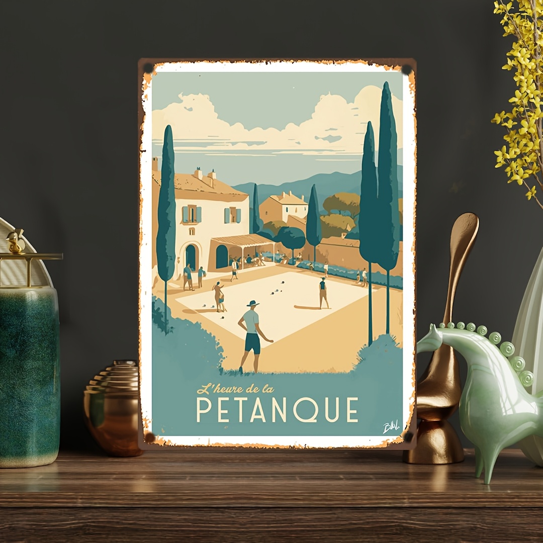 

8x12 Pouces Vintage Petanque Game Scene Métal Tin Sign, Décoration Murale en Fer pour Maison, Jardin, Bar, Ferme, Bureau