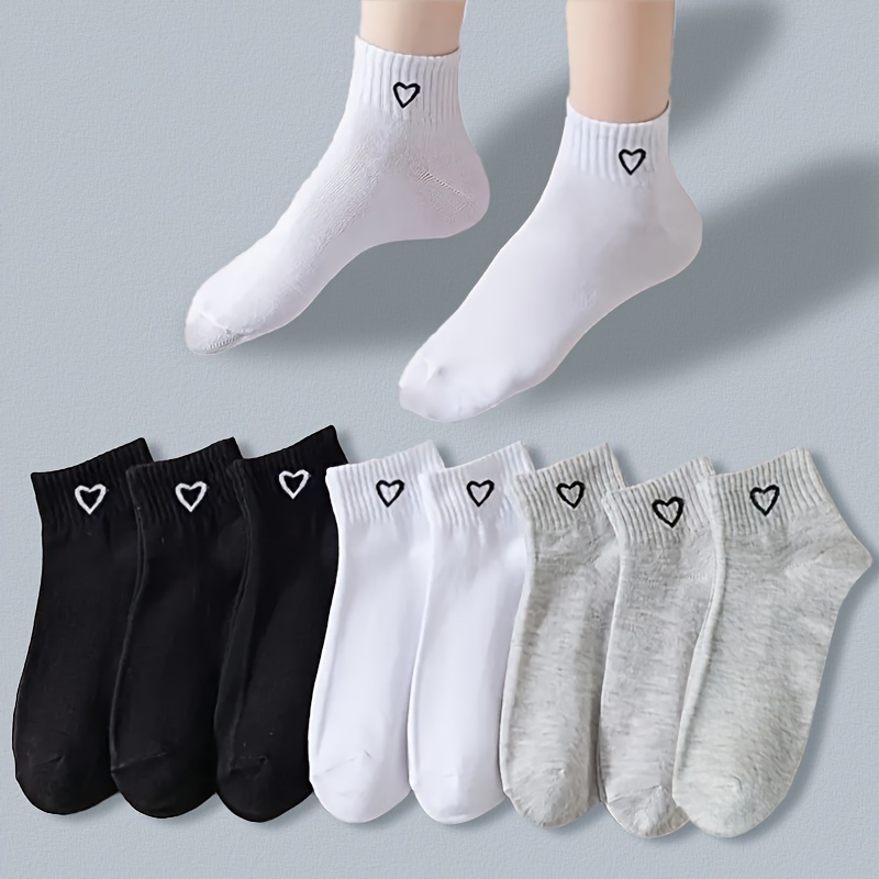 Conjunto De 9 Pares De Calcetines Cortos Con Corazones, Cómodos Y Transpirables, Medias Y Lencería Para Mujer
