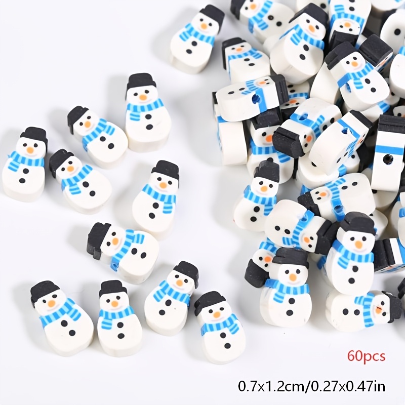TEMU 7X12Mm 60pcs Perles d'espacement en pâte noire avec motif de neige, matériel de fabrication de bijoux, convient aux , bracelets et autres