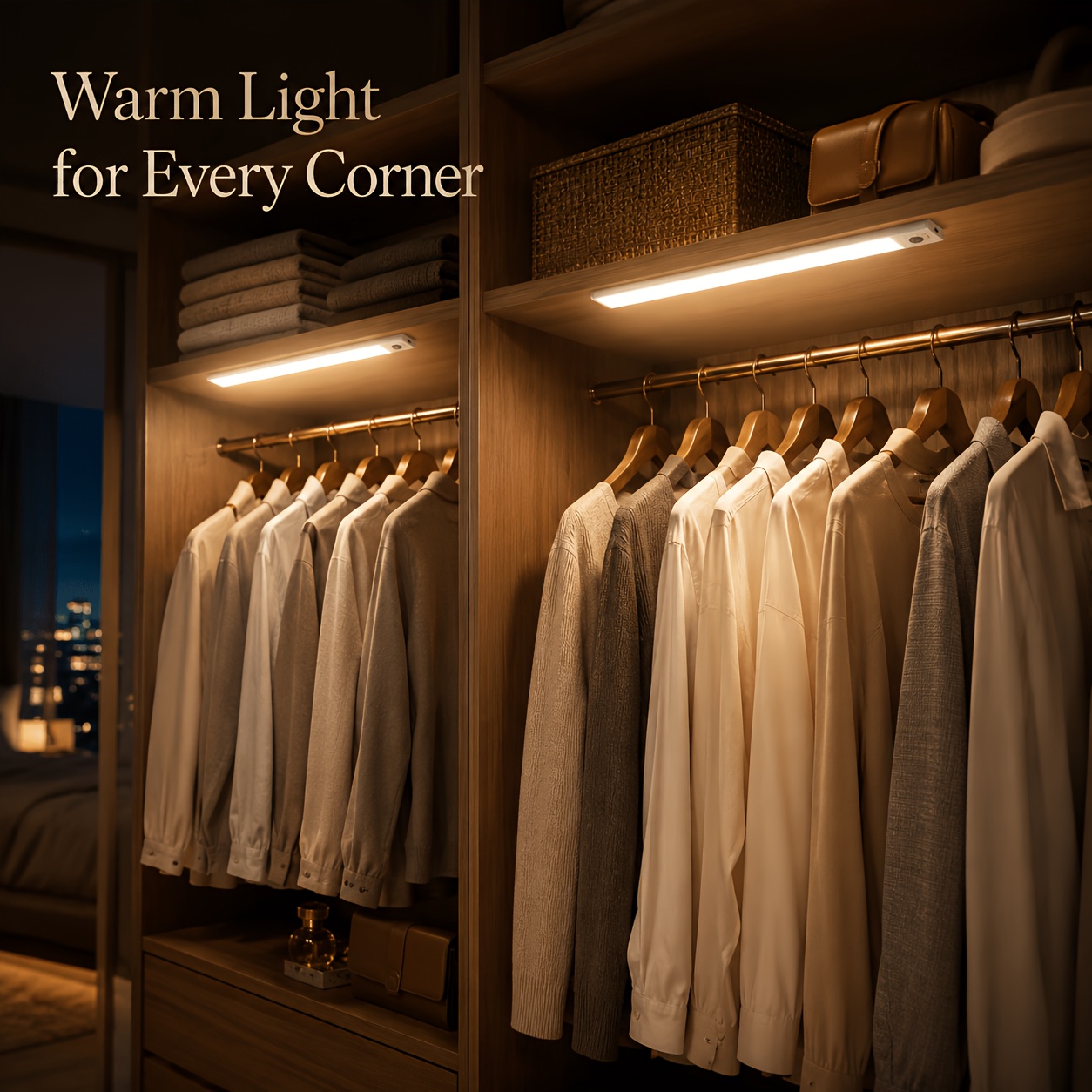 2pcs Rechargeable Motion Sensor Cabinet Lights with 3-Color LED