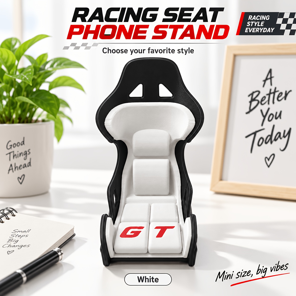 TEMU Racing Seat Phone Stand, Gt-style Desktop Cell Phone Holder For Viewing & Video Calls, Mini Desk Decor For , Gift For Car Enthusiasts