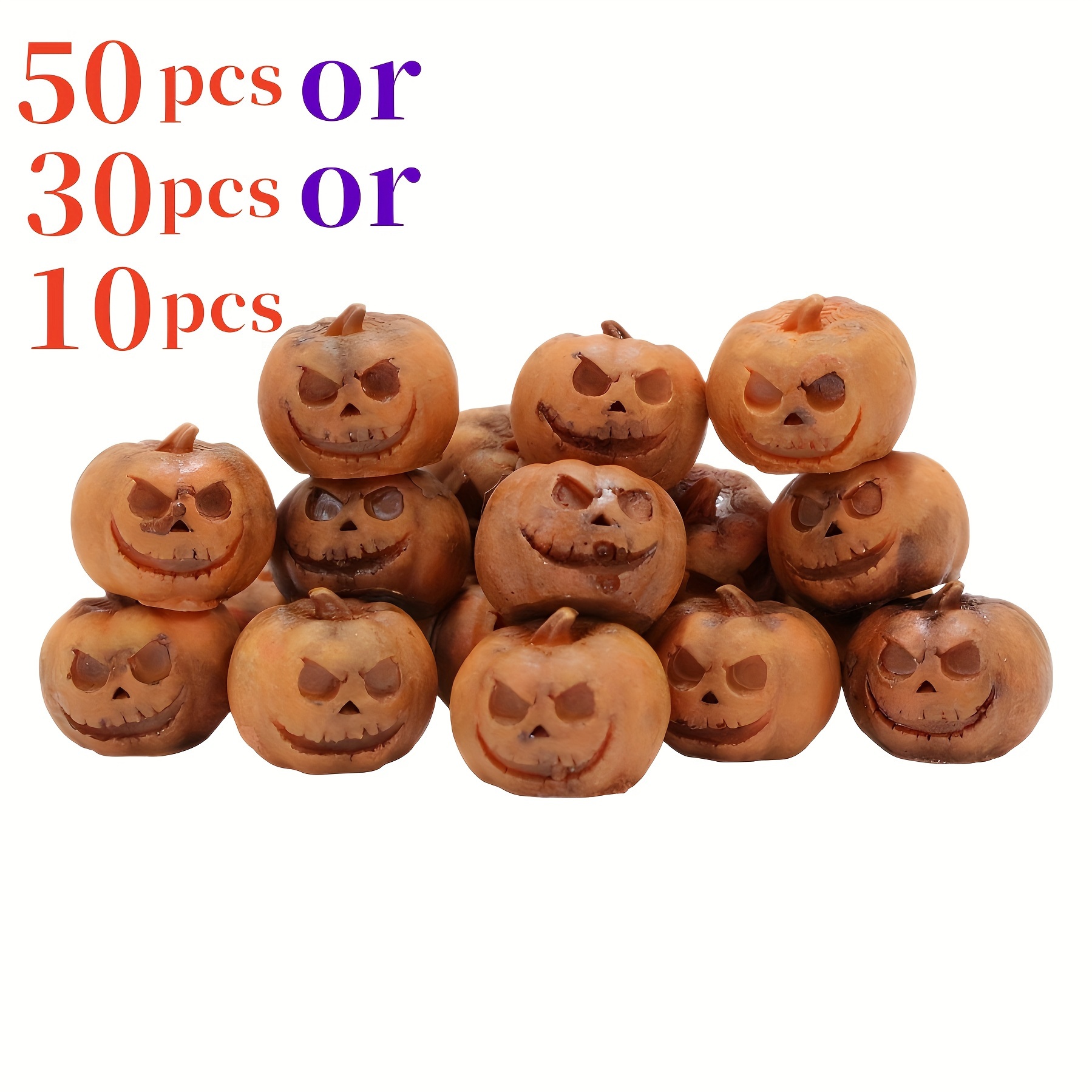 

Choose 50/30/10pcs: Pumpkin Figurines Set - Resin Decor For Spooky Parties, Haunted Gardens, And Miniature Scenery