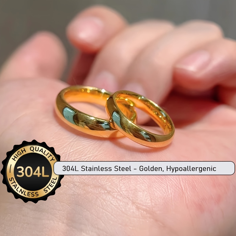Hypoallergenic Classic Golden Wedding Band Ring, 6mm