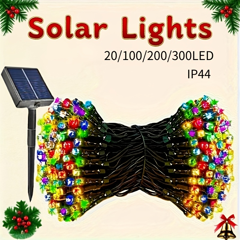 outdoor string lights   solar energy featuring 8 different lighting   sturdy and easy to set up   decorating gardens yards parties and holidays like christmas and halloween   in warm white or colorful options