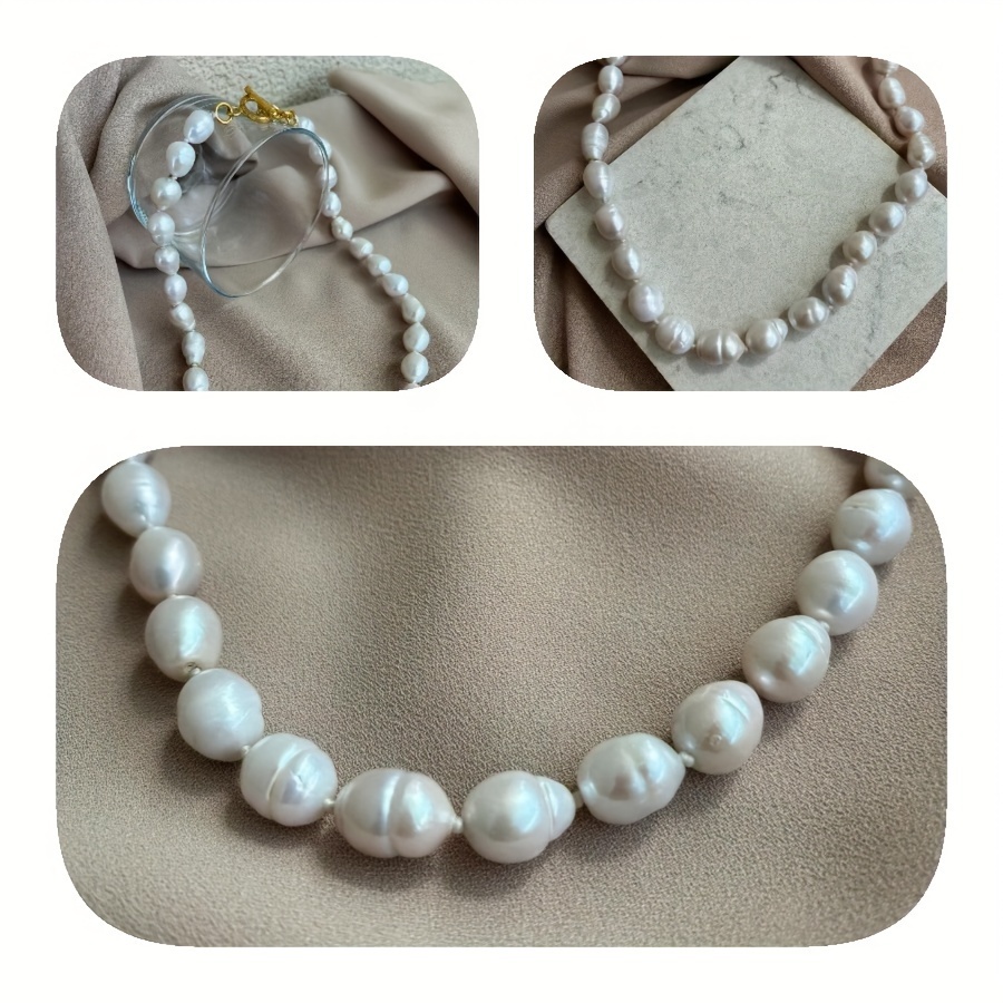 elegant handcrafted baroque pearl necklace 10 12mm natural freshwater pearls jewelry with gift box     special occasions details 0